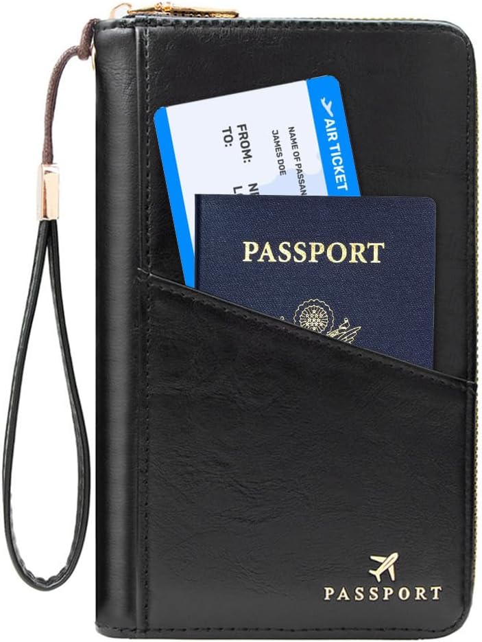 Passport Holder for Travel Women and Men RFID Passport Holder with Zipper Passport Case Passport cover Passport Wallet Travel Essentials and Accessories