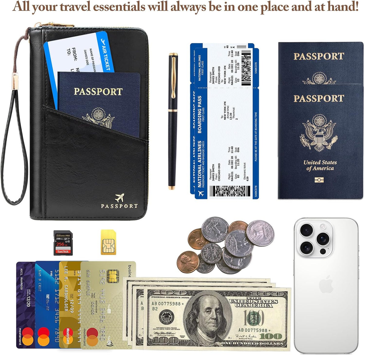 Passport Holder for Travel Women and Men RFID Passport Holder with Zipper Passport Case Passport cover Passport Wallet Travel Essentials and Accessories