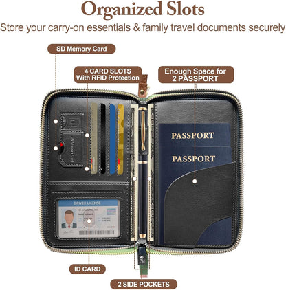 Passport Holder for Travel Women and Men RFID Passport Holder with Zipper Passport Case Passport cover Passport Wallet Travel Essentials and Accessories