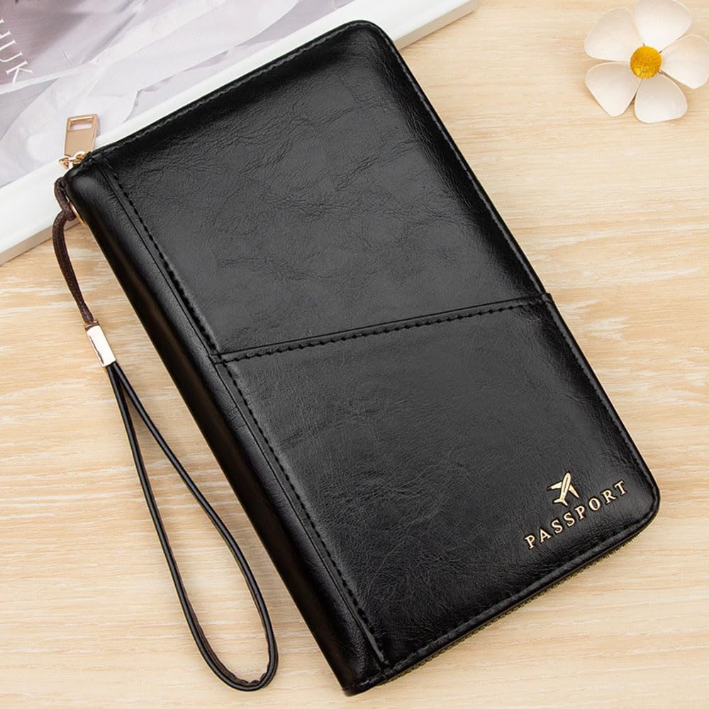 Passport Holder for Travel Women and Men RFID Passport Holder with Zipper Passport Case Passport cover Passport Wallet Travel Essentials and Accessories