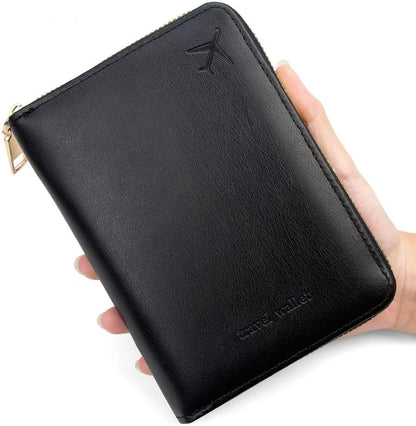 Passport Holder for Travel Women and Men RFID Passport Holder with Zipper Passport Case Passport cover Passport Wallet Travel Essentials and Accessories