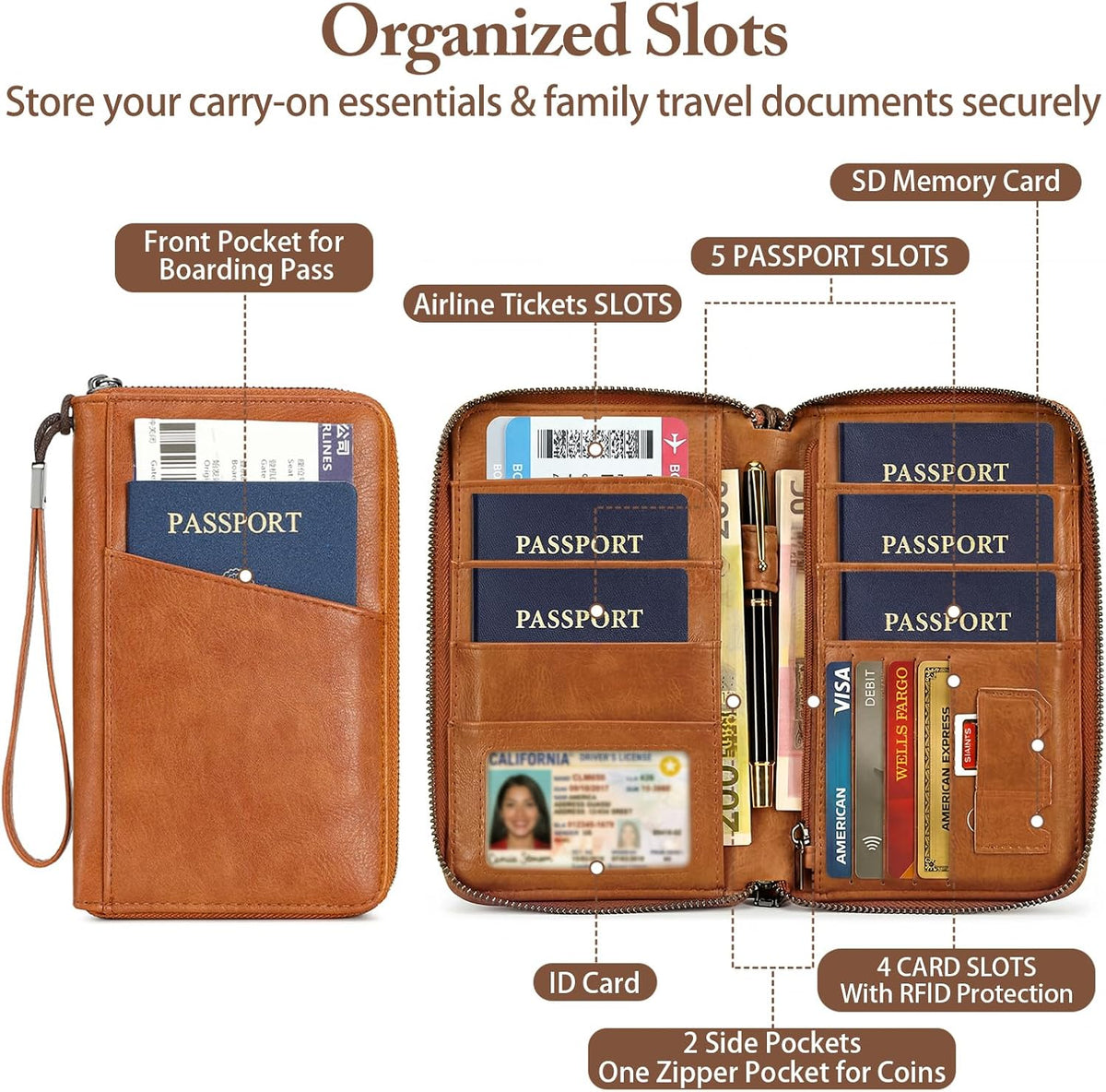 Passport Holder for Travel Women and Men RFID Passport Holder with Zipper Passport Case Passport cover Passport Wallet Travel Essentials and Accessories