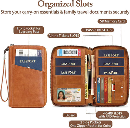 Passport Holder for Travel Women and Men RFID Passport Holder with Zipper Passport Case Passport cover Passport Wallet Travel Essentials and Accessories