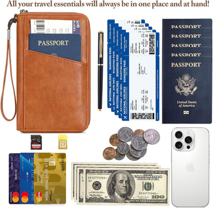 Passport Holder for Travel Women and Men RFID Passport Holder with Zipper Passport Case Passport cover Passport Wallet Travel Essentials and Accessories