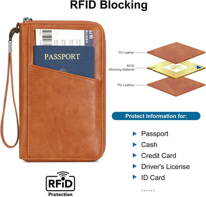 Passport Holder for Travel Women and Men RFID Passport Holder with Zipper Passport Case Passport cover Passport Wallet Travel Essentials and Accessories