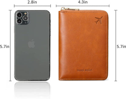 Passport Holder for Travel Women and Men RFID Passport Holder with Zipper Passport Case Passport cover Passport Wallet Travel Essentials and Accessories