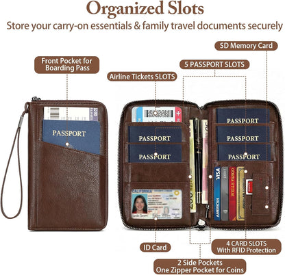Passport Holder for Travel Women and Men RFID Passport Holder with Zipper Passport Case Passport cover Passport Wallet Travel Essentials and Accessories