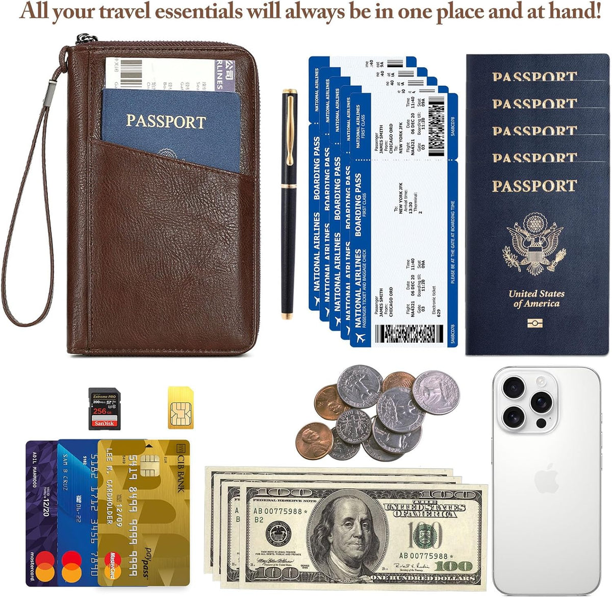 Passport Holder for Travel Women and Men RFID Passport Holder with Zipper Passport Case Passport cover Passport Wallet Travel Essentials and Accessories