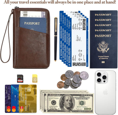 Passport Holder for Travel Women and Men RFID Passport Holder with Zipper Passport Case Passport cover Passport Wallet Travel Essentials and Accessories
