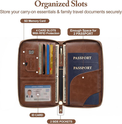 Passport Holder for Travel Women and Men RFID Passport Holder with Zipper Passport Case Passport cover Passport Wallet Travel Essentials and Accessories