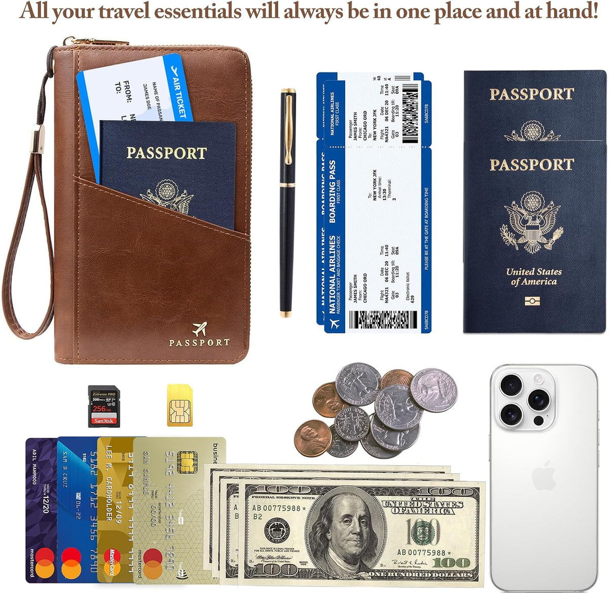 Passport Holder for Travel Women and Men RFID Passport Holder with Zipper Passport Case Passport cover Passport Wallet Travel Essentials and Accessories