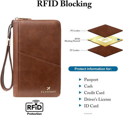 Passport Holder for Travel Women and Men RFID Passport Holder with Zipper Passport Case Passport cover Passport Wallet Travel Essentials and Accessories