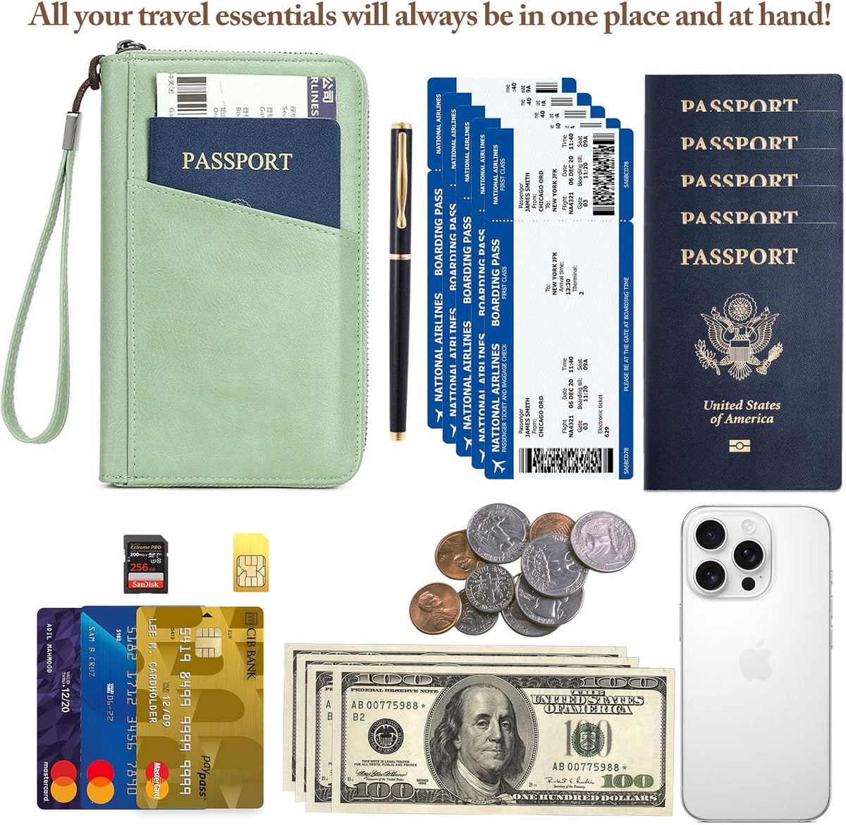 Passport Holder for Travel Women and Men RFID Passport Holder with Zipper Passport Case Passport cover Passport Wallet Travel Essentials and Accessories