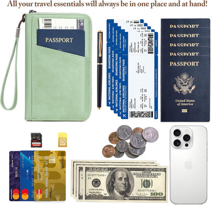 Passport Holder for Travel Women and Men RFID Passport Holder with Zipper Passport Case Passport cover Passport Wallet Travel Essentials and Accessories
