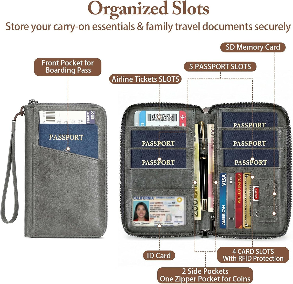 Passport Holder for Travel Women and Men RFID Passport Holder with Zipper Passport Case Passport cover Passport Wallet Travel Essentials and Accessories