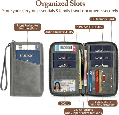 Passport Holder for Travel Women and Men RFID Passport Holder with Zipper Passport Case Passport cover Passport Wallet Travel Essentials and Accessories