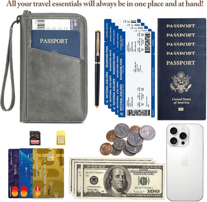 Passport Holder for Travel Women and Men RFID Passport Holder with Zipper Passport Case Passport cover Passport Wallet Travel Essentials and Accessories
