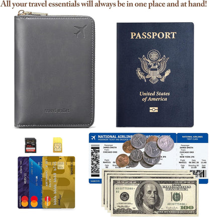 Passport Holder for Travel Women and Men RFID Passport Holder with Zipper Passport Case Passport cover Passport Wallet Travel Essentials and Accessories