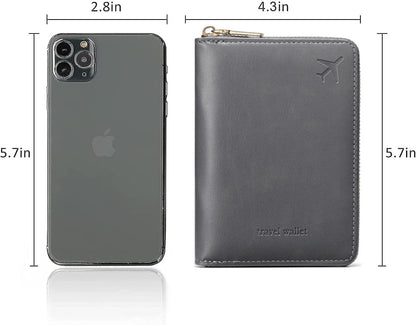 Passport Holder for Travel Women and Men RFID Passport Holder with Zipper Passport Case Passport cover Passport Wallet Travel Essentials and Accessories