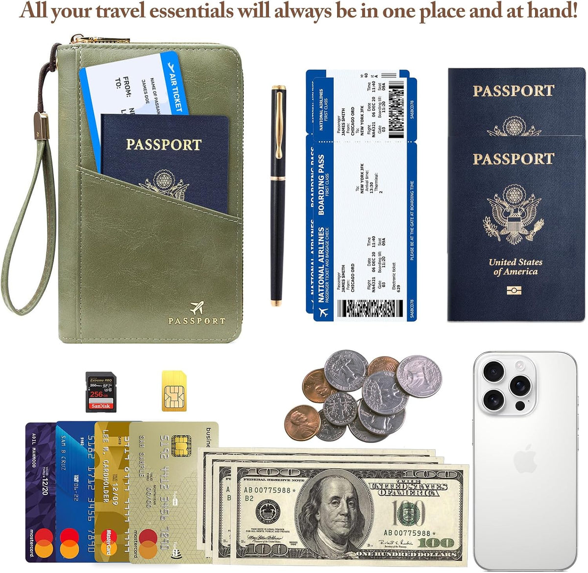 Passport Holder for Travel Women and Men RFID Passport Holder with Zipper Passport Case Passport cover Passport Wallet Travel Essentials and Accessories