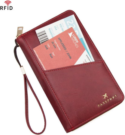 Passport Holder for Travel Women and Men RFID Passport Holder with Zipper Passport Case Passport cover Passport Wallet Travel Essentials and Accessories