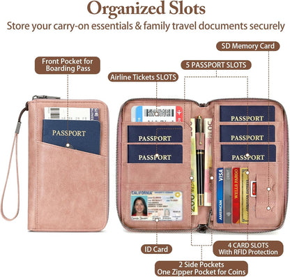 Passport Holder for Travel Women and Men RFID Passport Holder with Zipper Passport Case Passport cover Passport Wallet Travel Essentials and Accessories