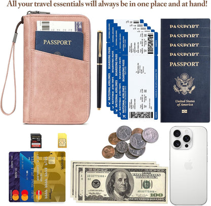 Passport Holder for Travel Women and Men RFID Passport Holder with Zipper Passport Case Passport cover Passport Wallet Travel Essentials and Accessories
