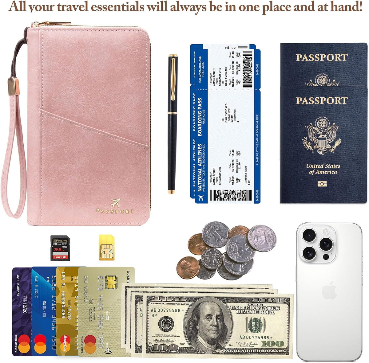 Passport Holder for Travel Women and Men RFID Passport Holder with Zipper Passport Case Passport cover Passport Wallet Travel Essentials and Accessories