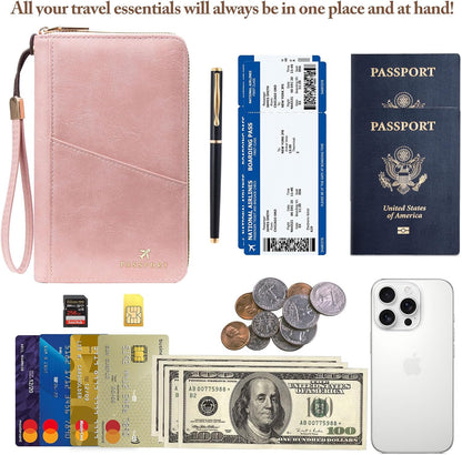 Passport Holder for Travel Women and Men RFID Passport Holder with Zipper Passport Case Passport cover Passport Wallet Travel Essentials and Accessories