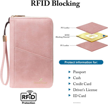 Passport Holder for Travel Women and Men RFID Passport Holder with Zipper Passport Case Passport cover Passport Wallet Travel Essentials and Accessories