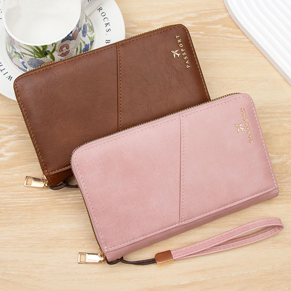 Passport Holder for Travel Women and Men RFID Passport Holder with Zipper Passport Case Passport cover Passport Wallet Travel Essentials and Accessories