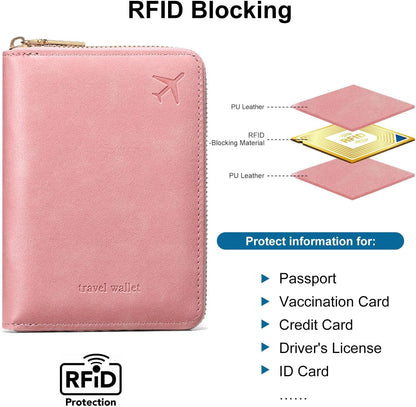 Passport Holder for Travel Women and Men RFID Passport Holder with Zipper Passport Case Passport cover Passport Wallet Travel Essentials and Accessories
