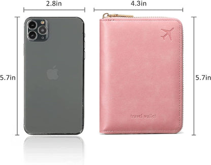 Passport Holder for Travel Women and Men RFID Passport Holder with Zipper Passport Case Passport cover Passport Wallet Travel Essentials and Accessories