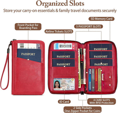 Passport Holder for Travel Women and Men RFID Passport Holder with Zipper Passport Case Passport cover Passport Wallet Travel Essentials and Accessories