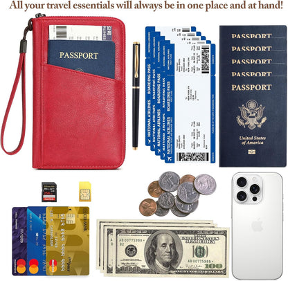 Passport Holder for Travel Women and Men RFID Passport Holder with Zipper Passport Case Passport cover Passport Wallet Travel Essentials and Accessories