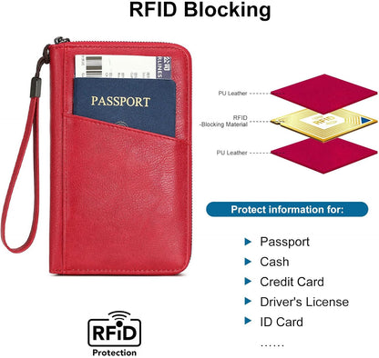 Passport Holder for Travel Women and Men RFID Passport Holder with Zipper Passport Case Passport cover Passport Wallet Travel Essentials and Accessories