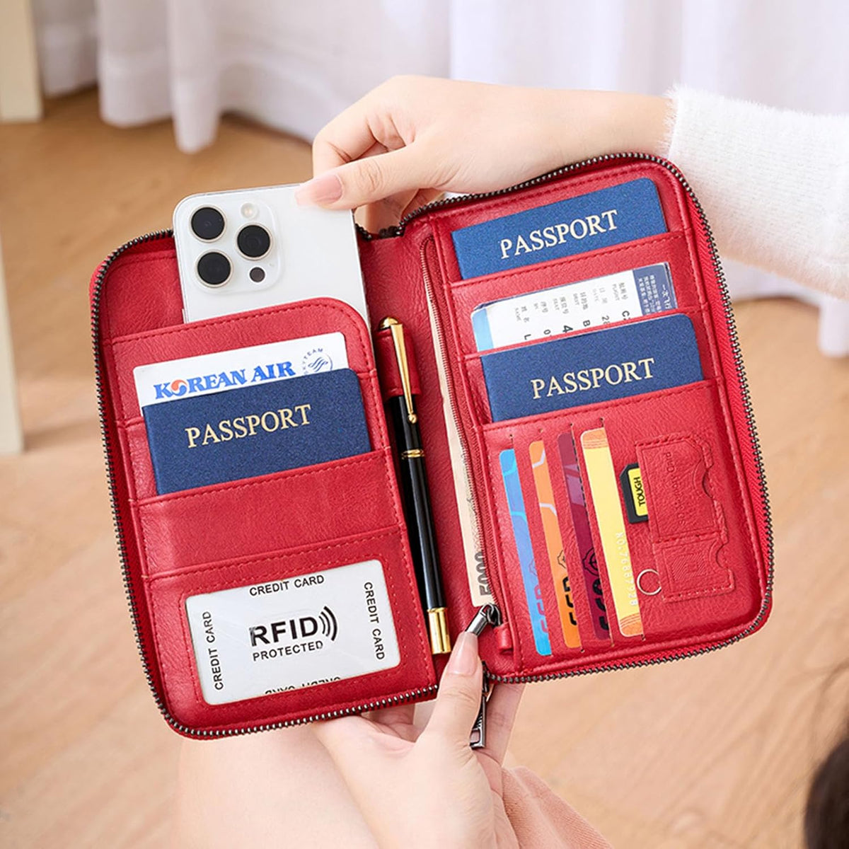 Passport Holder for Travel Women and Men RFID Passport Holder with Zipper Passport Case Passport cover Passport Wallet Travel Essentials and Accessories