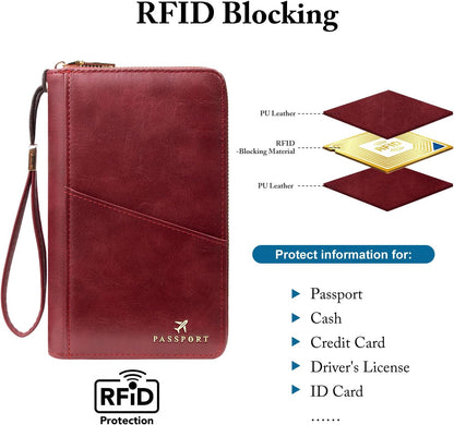 Passport Holder for Travel Women and Men RFID Passport Holder with Zipper Passport Case Passport cover Passport Wallet Travel Essentials and Accessories