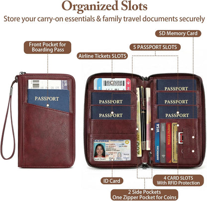Passport Holder for Travel Women and Men RFID Passport Holder with Zipper Passport Case Passport cover Passport Wallet Travel Essentials and Accessories