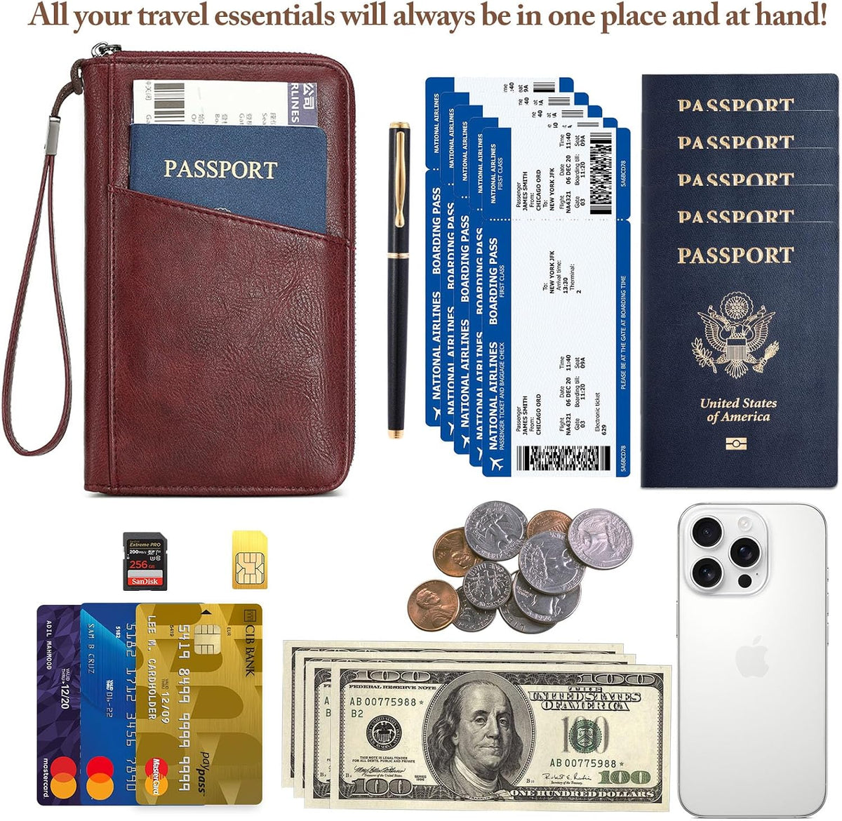 Passport Holder for Travel Women and Men RFID Passport Holder with Zipper Passport Case Passport cover Passport Wallet Travel Essentials and Accessories