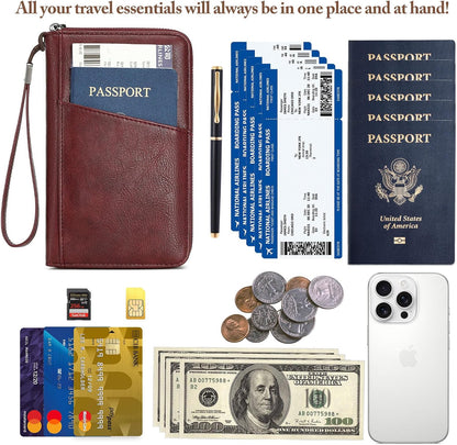 Passport Holder for Travel Women and Men RFID Passport Holder with Zipper Passport Case Passport cover Passport Wallet Travel Essentials and Accessories