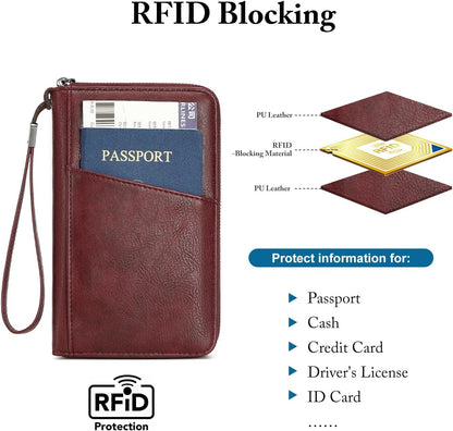 Passport Holder for Travel Women and Men RFID Passport Holder with Zipper Passport Case Passport cover Passport Wallet Travel Essentials and Accessories