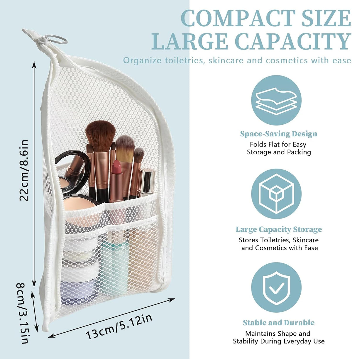 2PCS ﻿EVA Hanging Travel Toiletry Bag, Leakproof Foldable Upright Cosmetic Organizer Portable Makeup Pouch for Bathroom Business Trip Vacation (Pink+White)