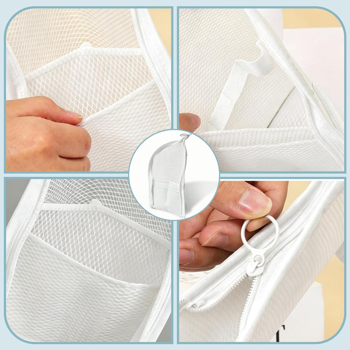 2PCS ﻿EVA Hanging Travel Toiletry Bag, Leakproof Foldable Upright Cosmetic Organizer Portable Makeup Pouch for Bathroom Business Trip Vacation (Pink+White)
