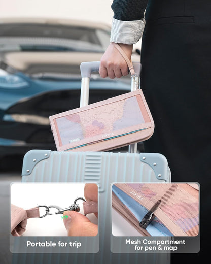 Passport Wallet Passport Family Holder RFID Blocking Travel Card Organizer with Wrist Strap for Men or Women(Grey)