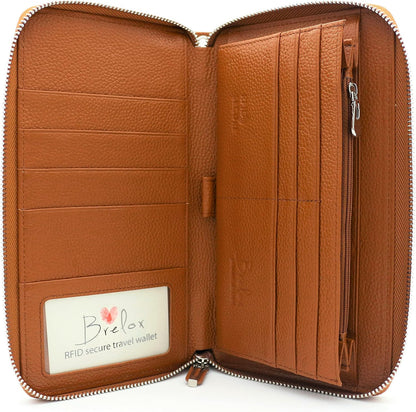 Family Passport Holder for 4, 5 & 6 Passports – Genuine Leather RFID Travel Wallet with Wristlet for Cards, Cash & IDs, Perfect Travel Gift for Women Men