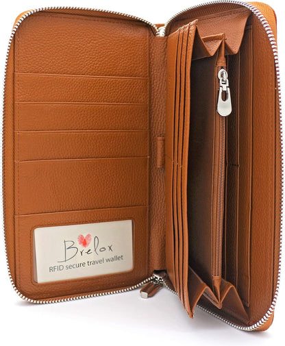 Family Passport Holder for 4, 5 & 6 Passports – Genuine Leather RFID Travel Wallet with Wristlet for Cards, Cash & IDs, Perfect Travel Gift for Women Men