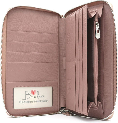 Family Passport Holder for 4, 5 & 6 Passports – Genuine Leather RFID Travel Wallet with Wristlet for Cards, Cash & IDs, Perfect Travel Gift for Women Men