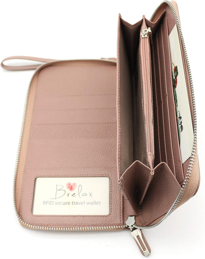 Family Passport Holder for 4, 5 & 6 Passports – Genuine Leather RFID Travel Wallet with Wristlet for Cards, Cash & IDs, Perfect Travel Gift for Women Men