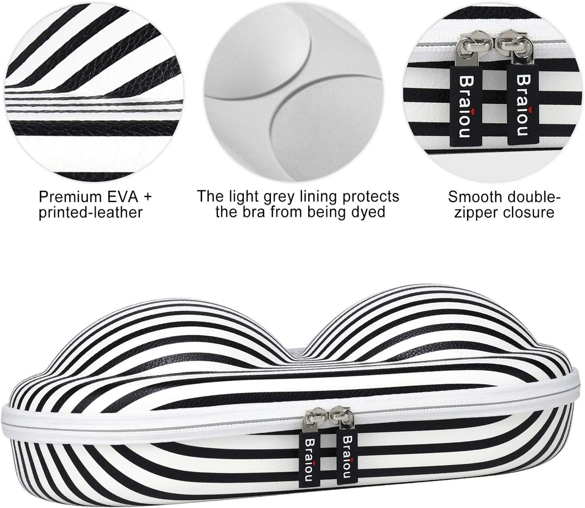 Bra Case Premium Lingerie Travel Bag Zip Underwear Organizer Bag for A-C Cup (Green Plaid)